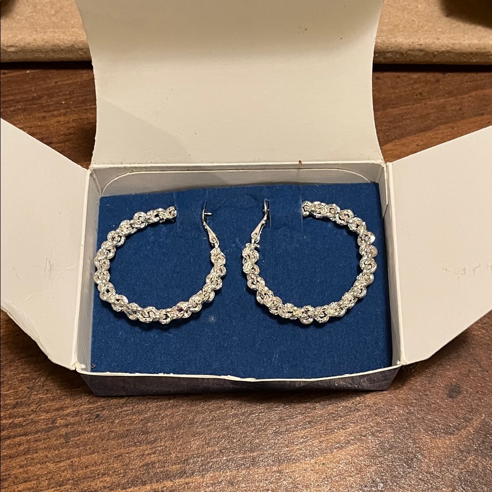 Avon Twisted Silver Hoop Earrings